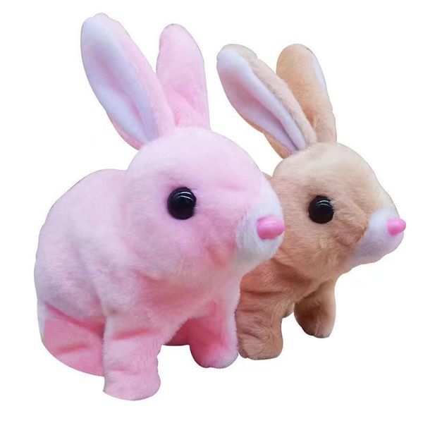 Children's electric short plush little white rabbit moving ear toy-2pcs