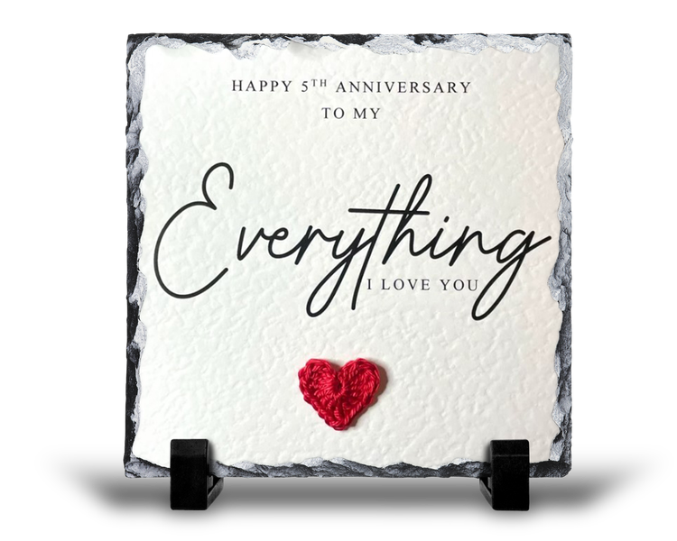 Happy 5th Anniversary To My Everything Husband Wife Gift Rock Slate