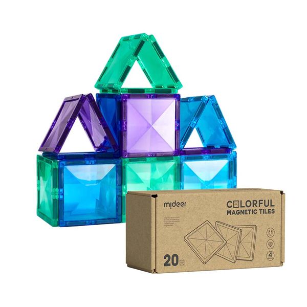 Mideer Colourful Magnetic Tiles - Cold Colours - 20 Pieces