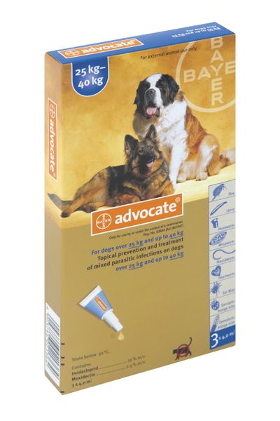 Advocate Extra Large Dog - 3 x 4.0ml (25-40kg) Blue