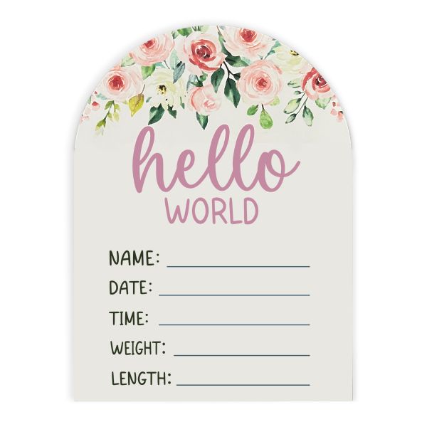 Pretty Floral Arch Design Hello World Disc For Baby Birth Announcement