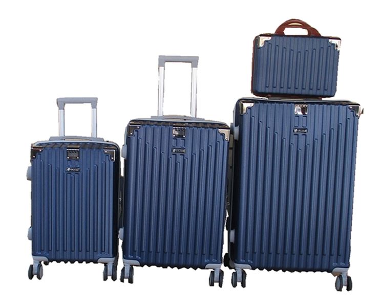 Navy 4-Piece ABS Material Luggage Set with Spinner Wheels