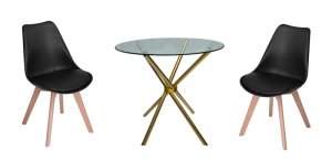 3 Piece Table and Wooden Leg Chairs