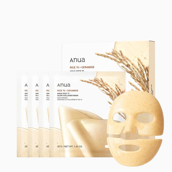 Anua Rice 70 + Ceramide Glow Collagen Mask for Brightening and Elasticity