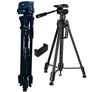 KOOSDA Long Tripod Stand With Remote, Phone Clip, Tripod for Cameras -145cm