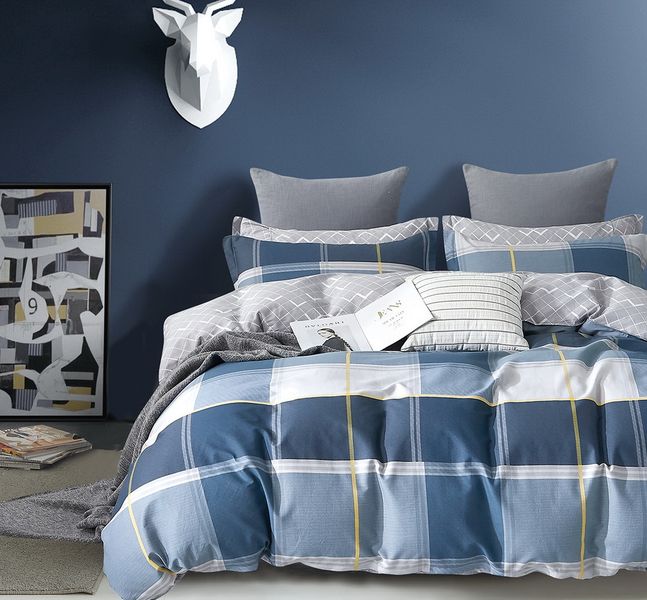 Linen Boutique - Duvet Cover Cotton Set-Time to Relax-BluesGreys