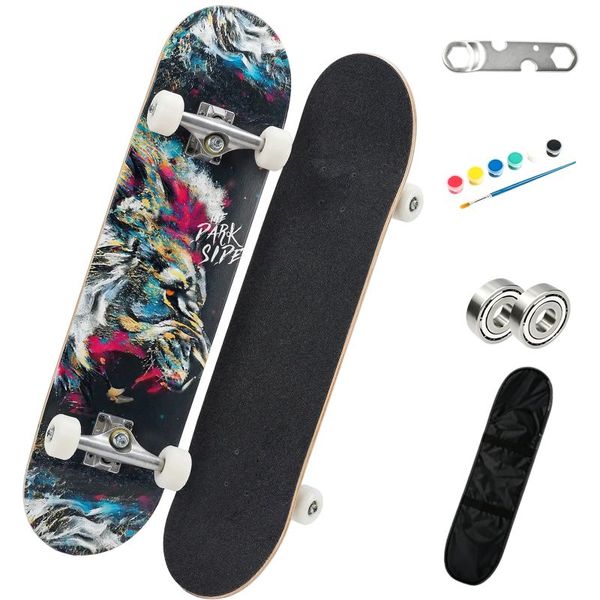 80cm Complete Standard Skateboard Double Kick Skate Board for Beginners