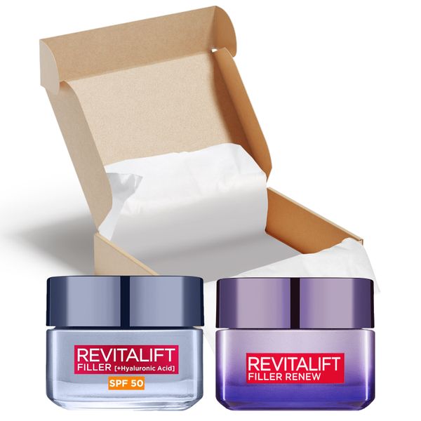 LOreal Revitalift Filler Hyaluronic Acid Day &amp; Night Cream 2 Piece Bundle