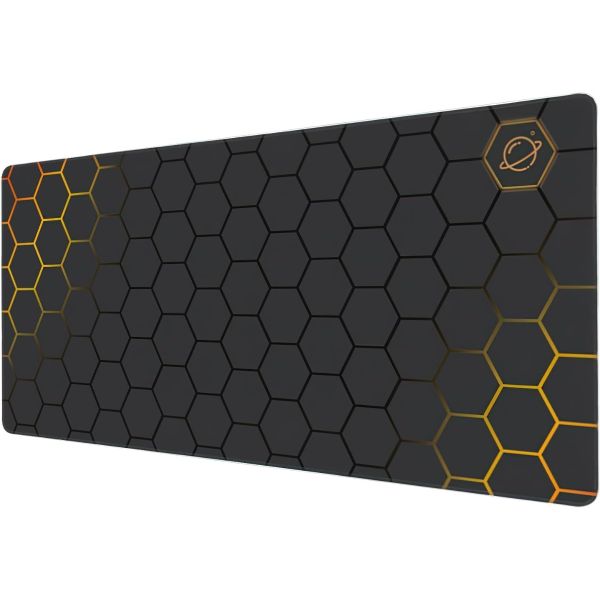 Honeycomb Gaming Mouse Pad, Non-Slip Desktop Mat with Stitched Border -Gold