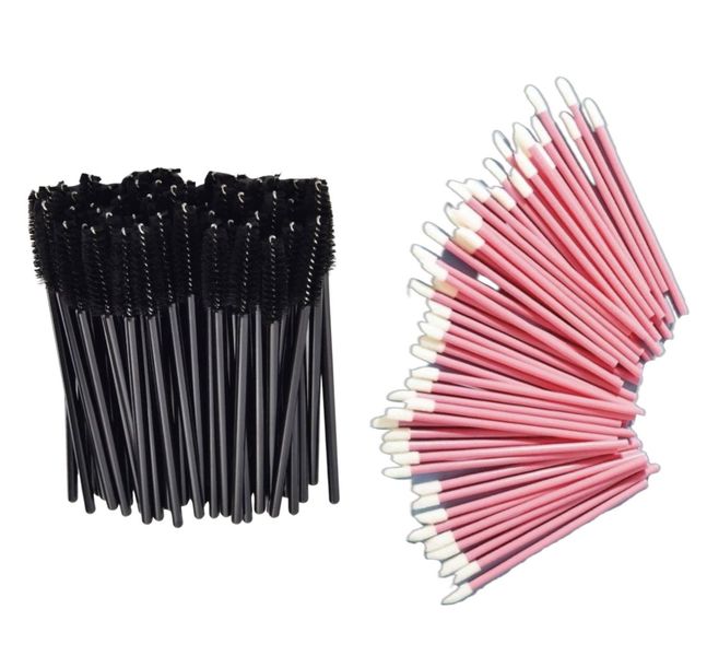 Disposable Mascara Wand &amp; Lip Brush Bundle (100 Pieces)