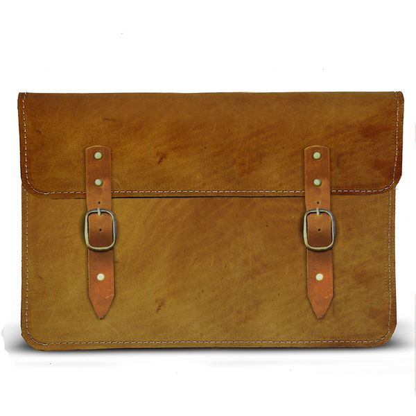 15 Inch Genuine Leather Laptop Sleeve With straps