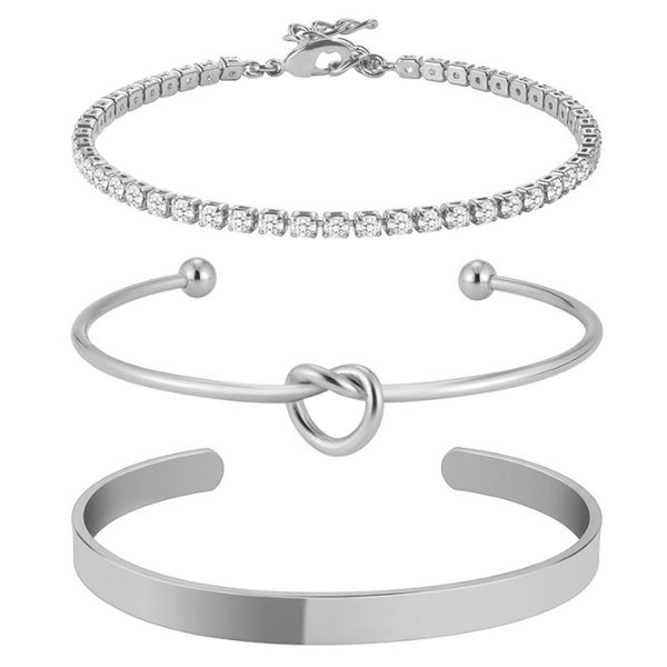 ZELTRYN Fashion Minimalist Heart Knot Bracelet Set of Three