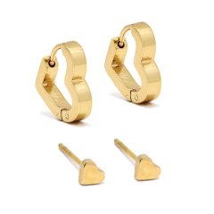 My Waterproof Stainless Steel Heart Huggie &amp; Stud Pack