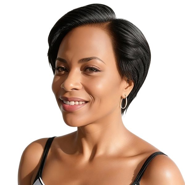 Geebuy Straight Side Part Pixie Cut Glueless Wig- Brazilian Hair