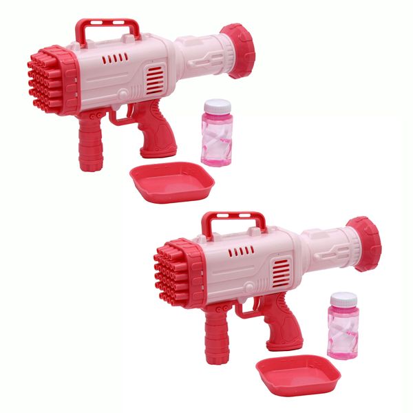 Bazooka Bubble Gun - Bubble Maker Machine - Pink - 3 Pack Combo