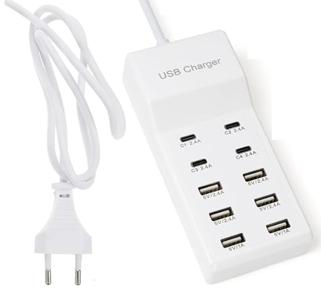 Fast-car-charger-with-6-usb &amp;-4-type-c-ports-multi-port-adapter-station