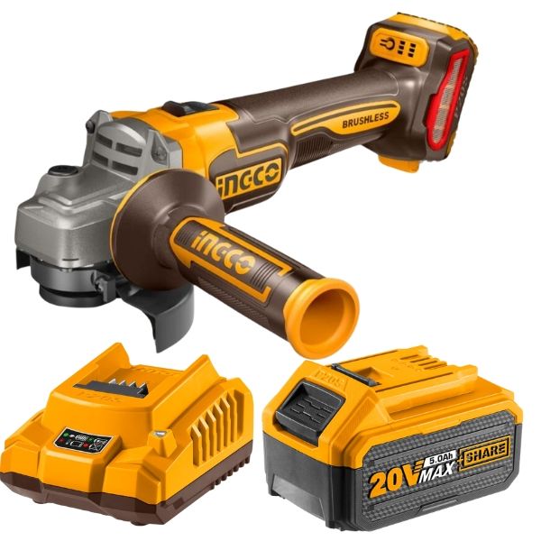 Ingco - Cordless Grinder 1200W - 115mm with 5.0Ah Battery &amp; Charger