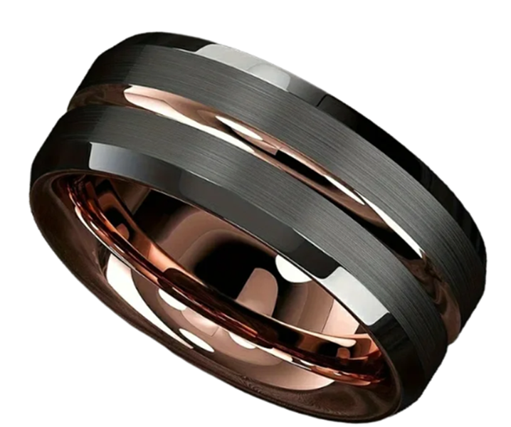 Kikker Crafts Rose Gold And Black Tungsten Ring