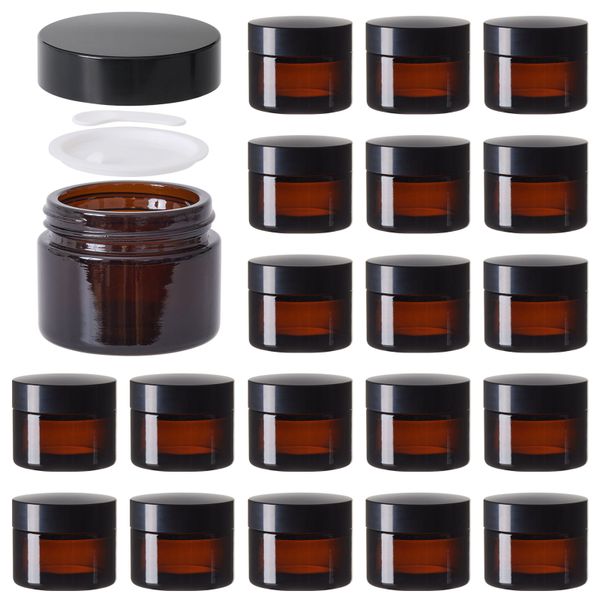 Chenshia 20Pc Glass Cosmetic Jars Leak Proof Travel Containers Spatula&amp;Lids