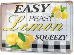 Vintage "Easy Peasy" Metal Sign 12x8" - Bar &amp; Kitchen Home Decor