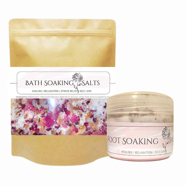 Healing &amp; Relaxation Bath Soaking and Foot Soaking Salts Set
