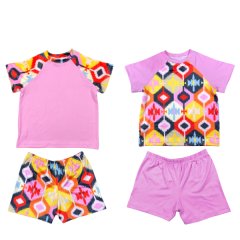 Toddler/Kids Summer Pajamas- Pink Ikat Pattern- Mix and Match