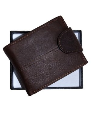 Luvsa SK-CH042 Full Grain Genuine Leather Bifold Card Holder Wallet with Box