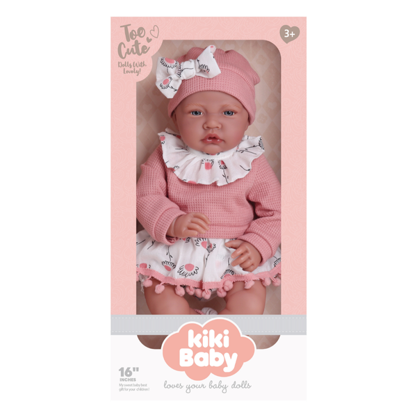 Baby Doll - Soft Cotton Body - Pink Dress, Beanie and Shoes - 40cm
