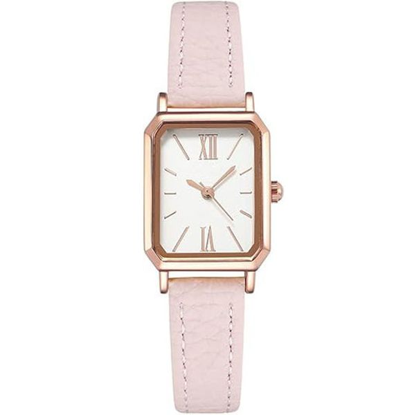 Women Wrist Watch Mini Ultra-Thin Elegant Simple Square Quartz Watches-Pink