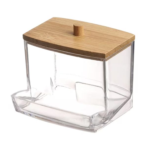 Acrylic Holder with Bamboo Lid - Small Transparent Storage Box
