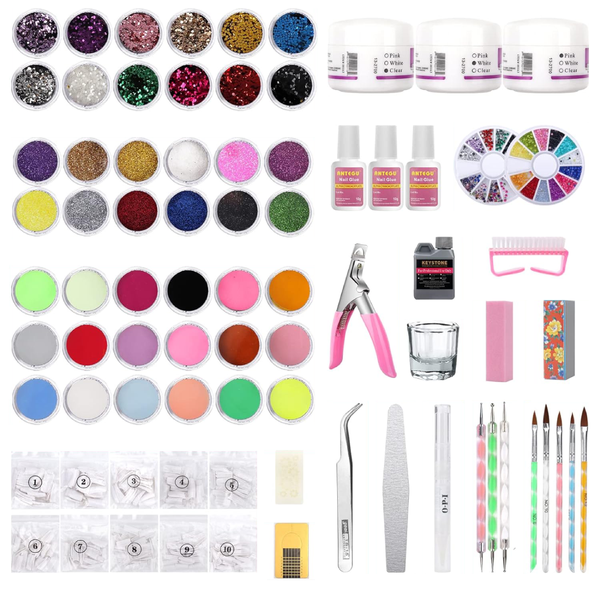 42 in 1 Combo Nail Art Set Acrylic Nail Powder Glitter Brush Nail Tool Kit