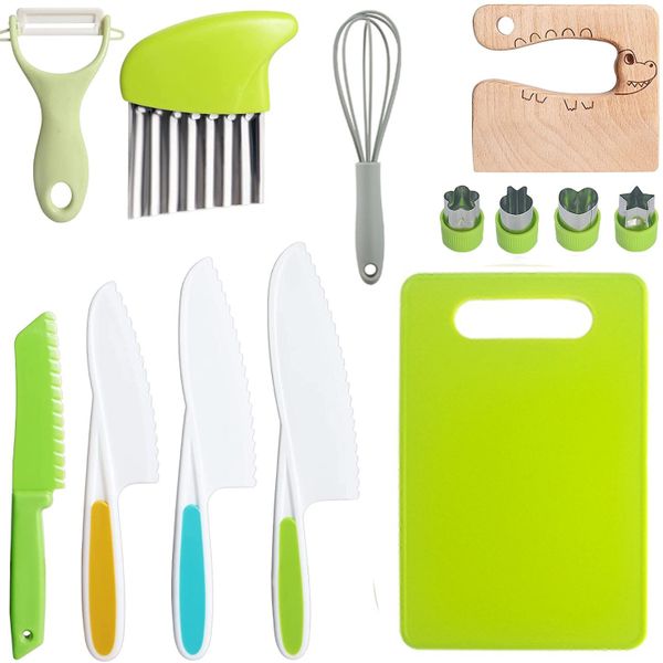 Kids Safe Knife Set Real Cooking Child-Friendly Plastic Chef Tools - 13 Piece