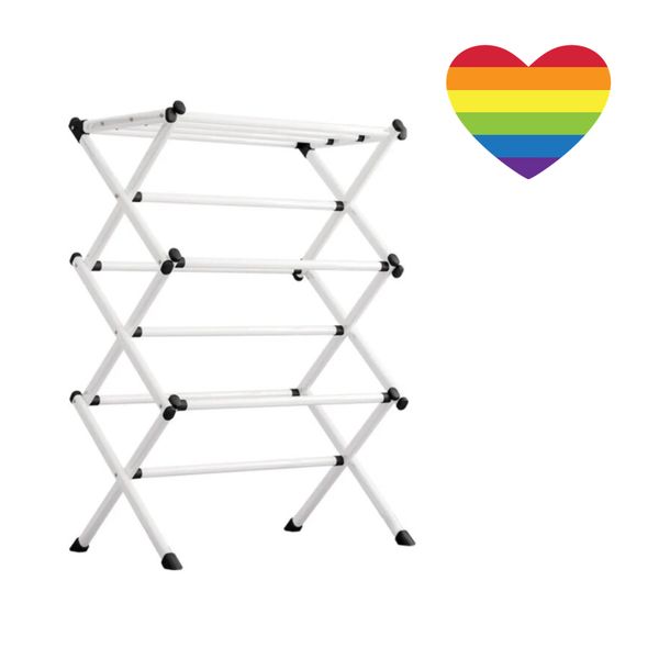 Home Laundry 3 Tier Folding Clothes Horse 98cm and Heart Sticker