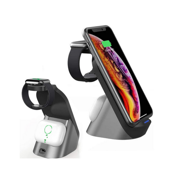 Aerbes AB-SJ08 15W Multifunctional 3 in 1 Dual Coil Wireless Fast Charging