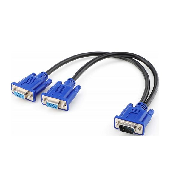 VGA Male to 2 VGA Female Y Splitter Cable For Screen Duplication