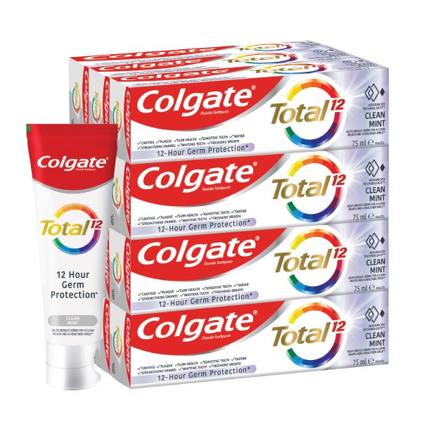 Colgate Total 12 Clean Mint Anti-Germ Toothpaste, 12 X 75ml