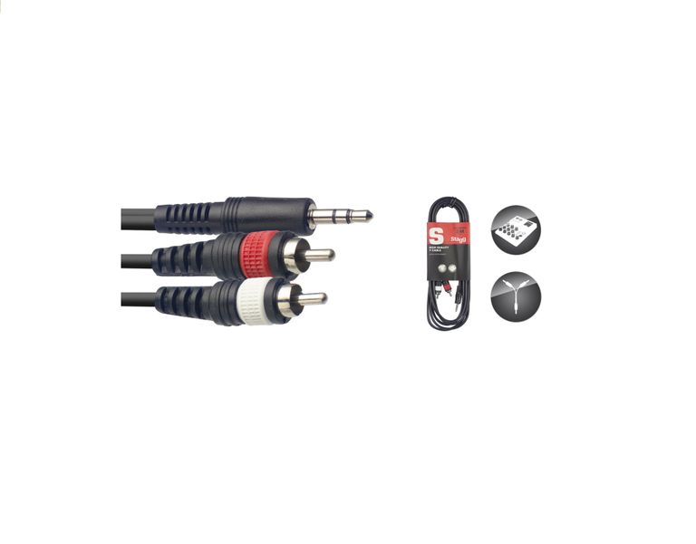 STAGG Y-Cable - Mini Stereo Jack to 2x RCA, 3m