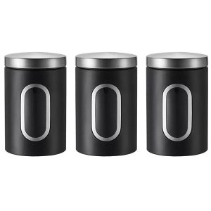 Tea Coffee Sugar Canisters Set,3 Pack Stainless Steel Kitchen Canisters
