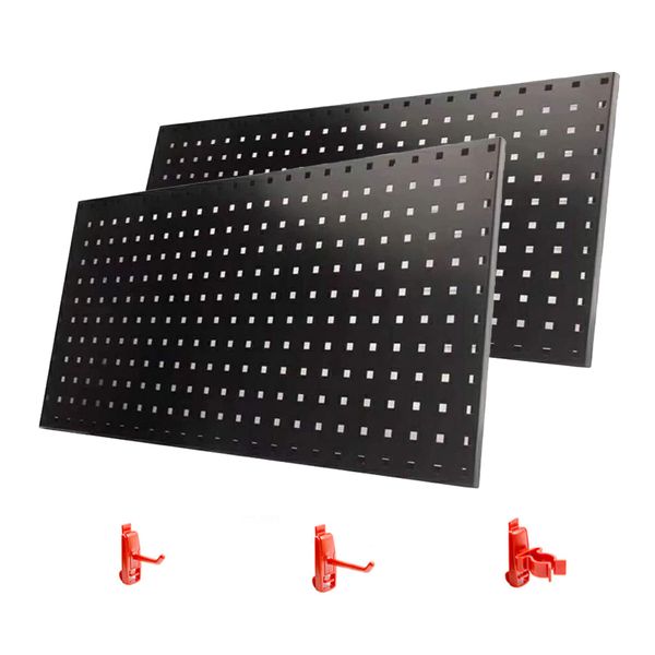 2 Pcs 40x60cm Garage Steel Pegboard | 40 PP Hooks Rust-Proof Tool Organizer