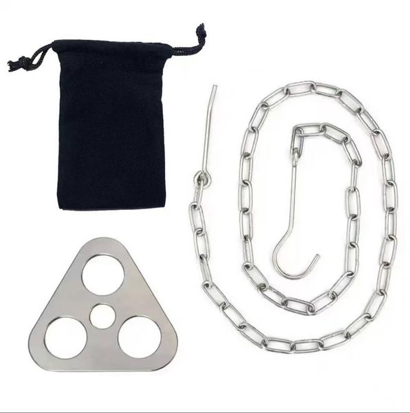 Portable Stainless Steel Tripod Grill Plate With Chain Camping Grill Tools