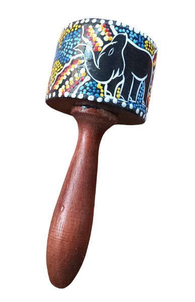 Marakas Shaker Elephant Hand Painted Pattern (18cm)