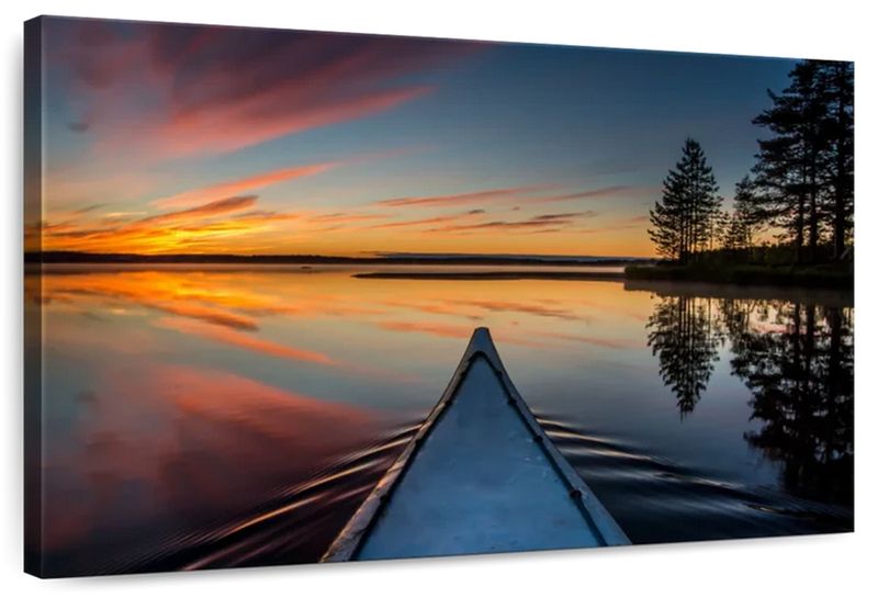 Canvas Art - Canoe At Sunset Canvas Wall Art Decor