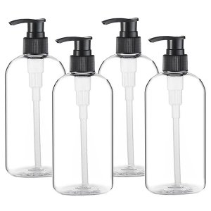 QYNIAL 4 Pack 500ml Empty Pump Bottles - BPA-Free Plastic, Refillable