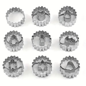 9-Piece Stainless Steel Christmas Cookie Cutter Set, 6 Shapes