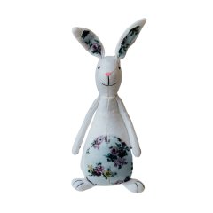 Nordic Scandinavian Easter Bunny Blue &amp; White Rabbit Fabric Decoration 27cm