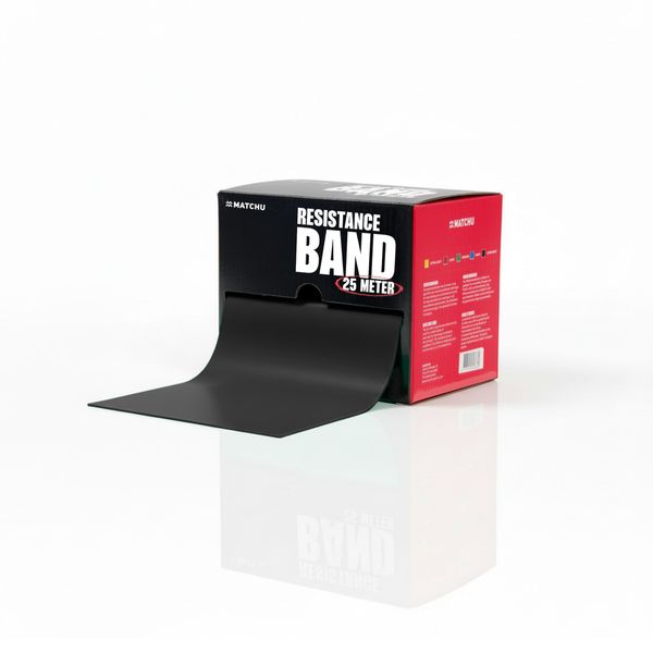 Resistance Band 25m Black - Extra Heavy 7-8kg Dispenser, Cut-to-Size, Latex