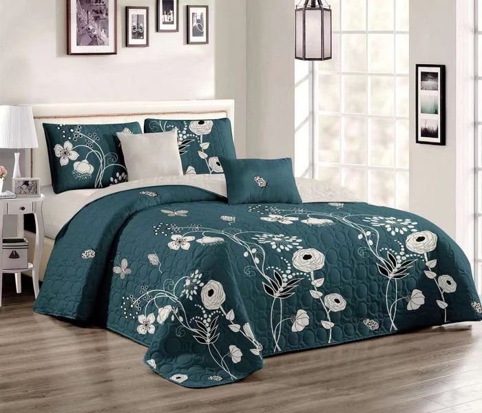 Green Quilt Bedspread Set 5 Pcs