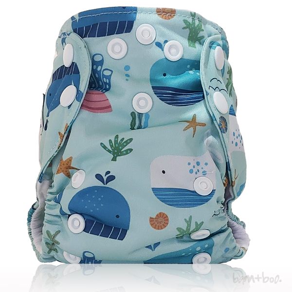 Newborn All-In-One Nappy - Whale