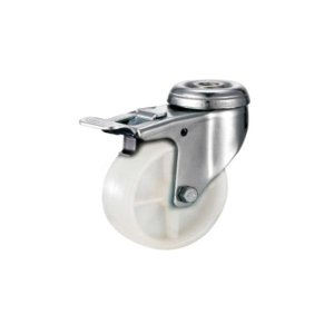 Tradequip - White Polypropylene Castor - Bolt Hole Swivel with Brake 75mm