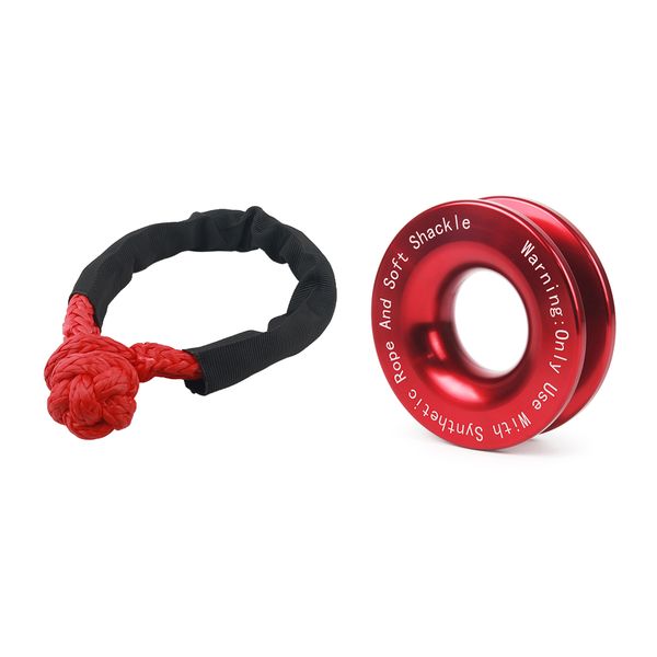 Winch Rope Synthetic Soft Shackle+Recovery Ring Set Rugged Shackles